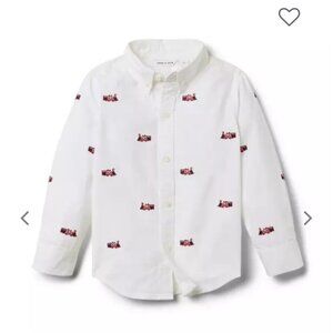 Janie & Jack embroidered trains button down shirt